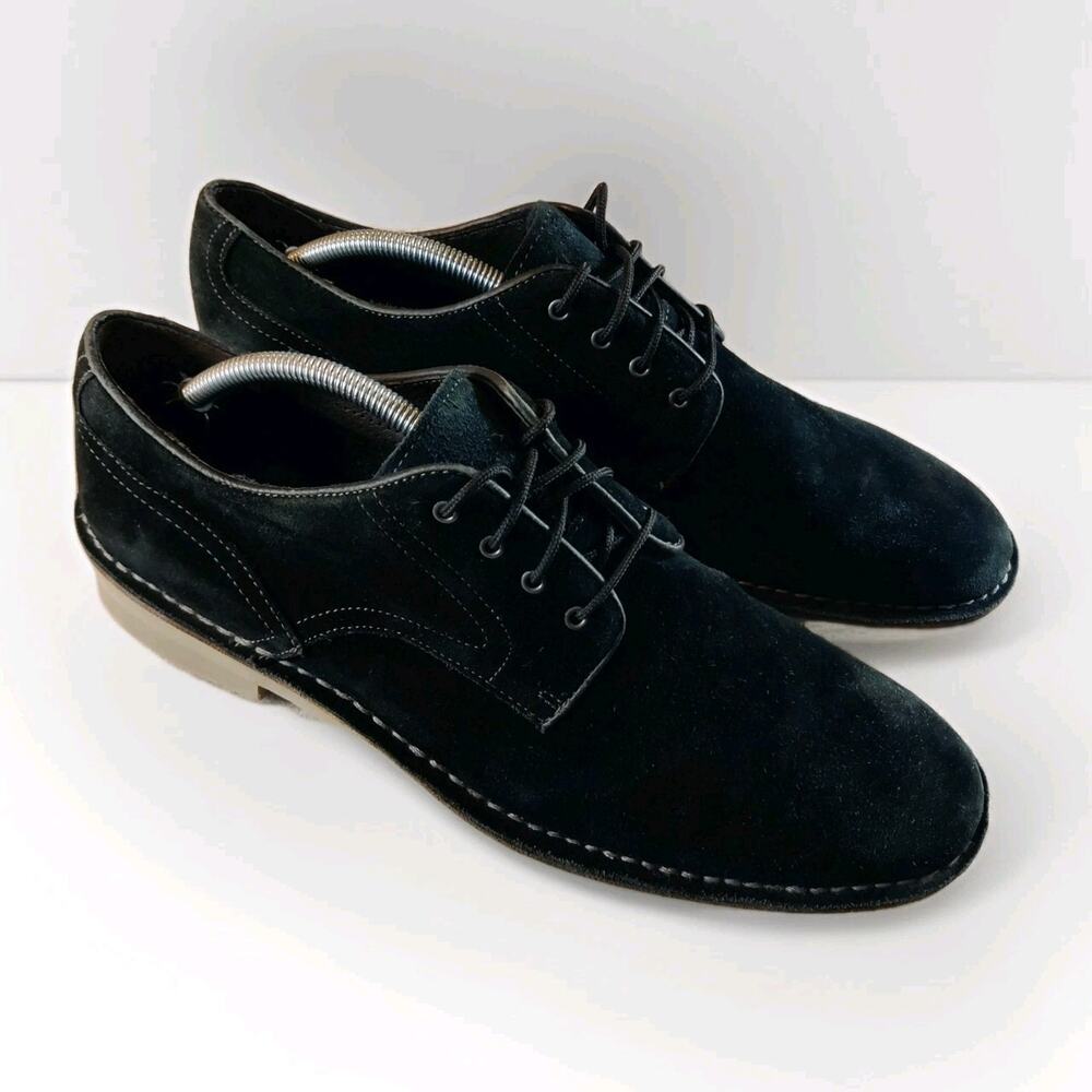 John Varvatos USA Lace-Up‎ Oxfords Shoes Men Size 10.5 M Black Suede *Read Desc.